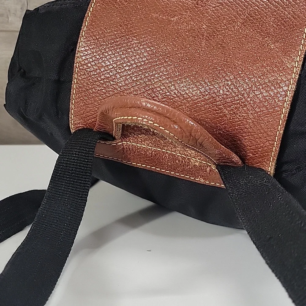 Black Nylon/Leather Backpack Bag